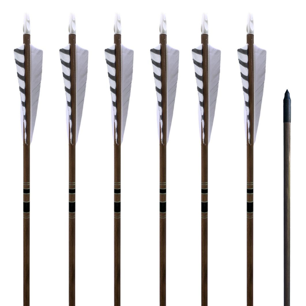 King Arrows - Classic Traditional Arrows - White - 6 Pack