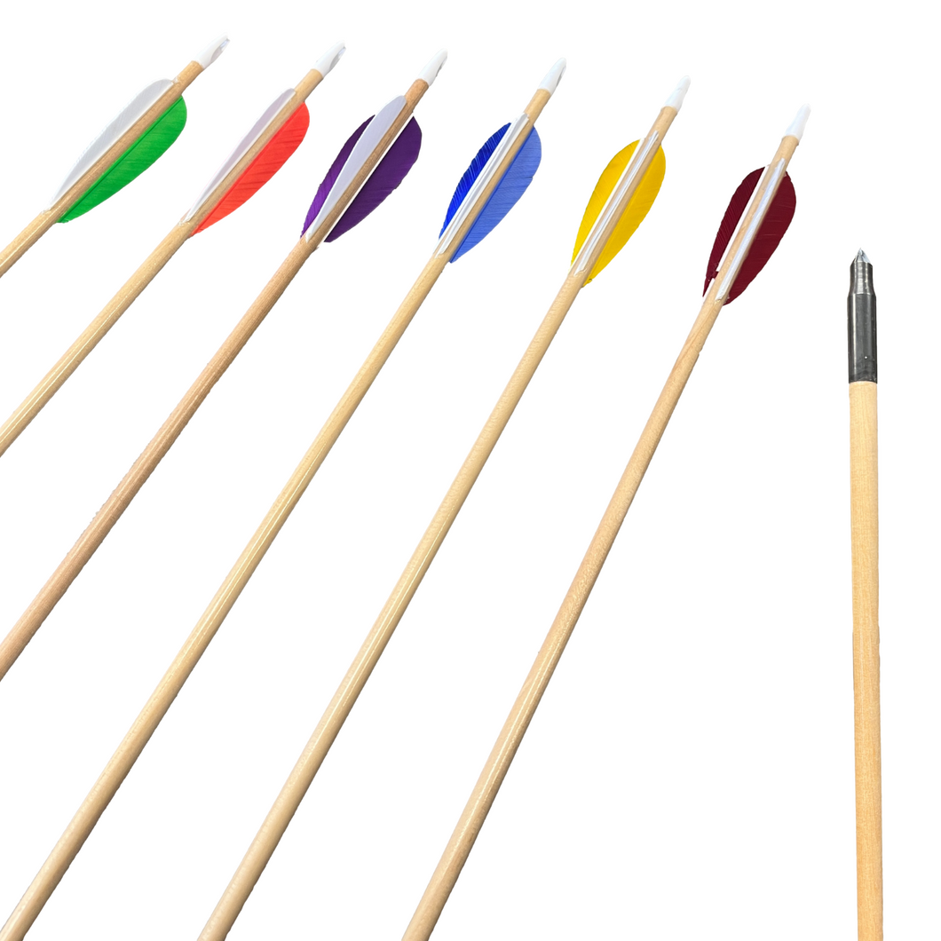 King Arrows - Youth 1/4 inch Wood Arrows with field points - 6 Pack