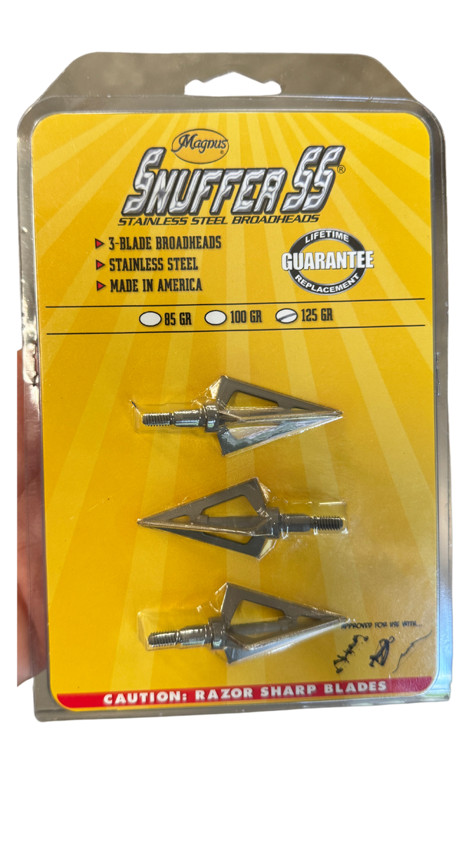 Magnus Snuffer SS Broadheads 3 Blade - 3 Pack – Kustom King Traditional ...
