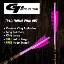 Load image into Gallery viewer, Gold Tip Traditional Arrows - Pink Out
