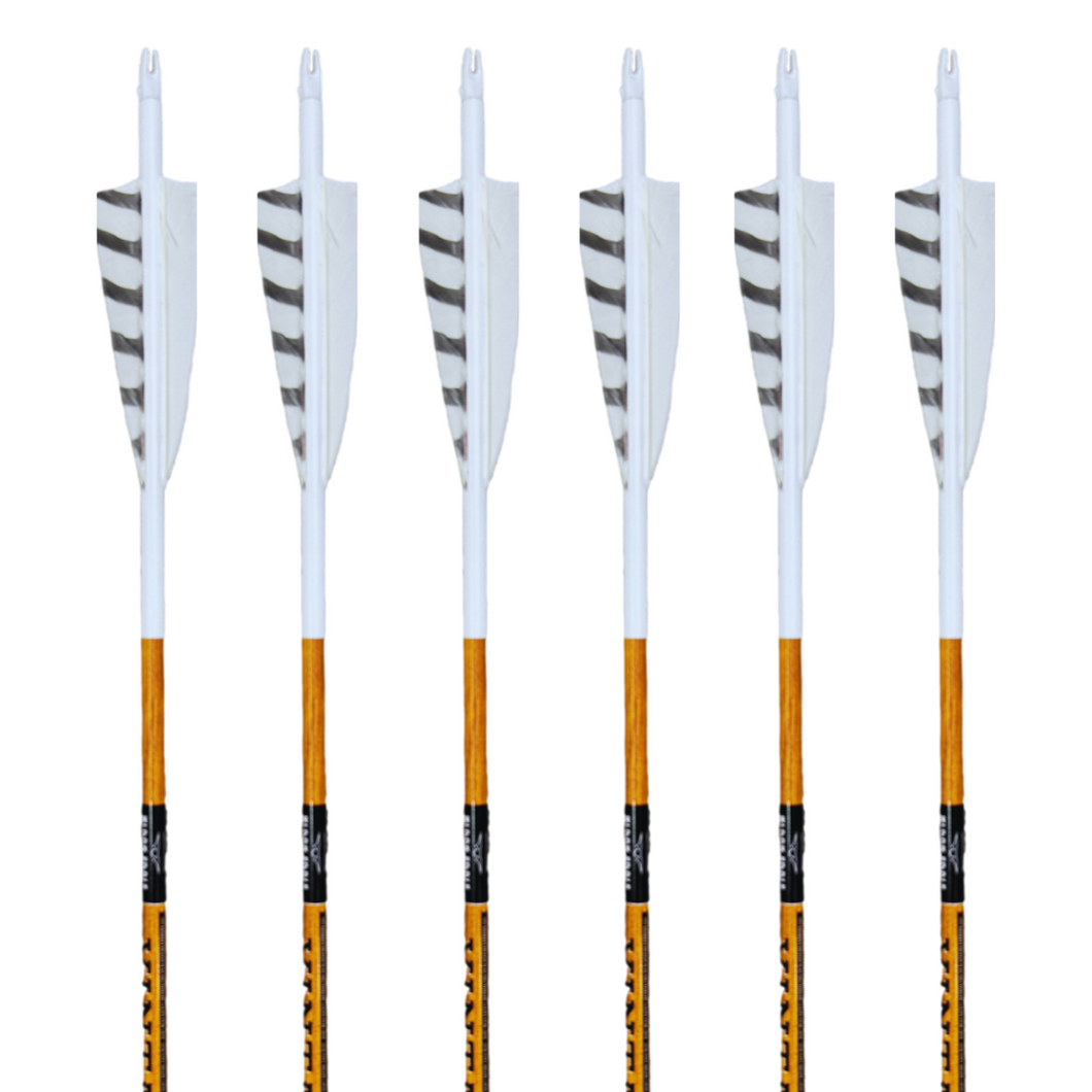 Black Eagle Vintage Carbon Arrows -  White Out - (Barred White/White) 6-pack