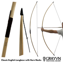 Load image into Gallery viewer, Classic English Longbow with Horn Nocks
