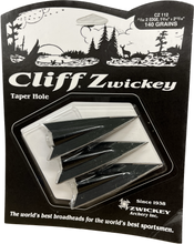 Load image into Gallery viewer, Zwickey Cliff 2-Blade Glue-On Broadheads 140 gr 3-pack
