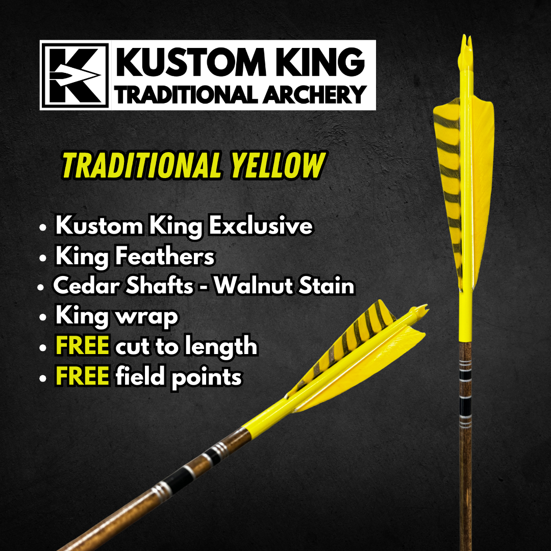 King Arrows - Traditional Arrows - Yellow – Kustom King Traditional Archery